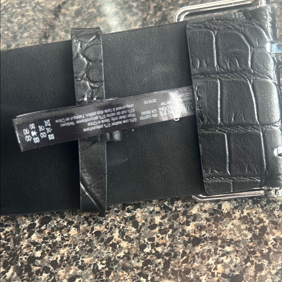All Saints Black Croc Embossed Belt with Silver Buckle - Picture 7 of 10